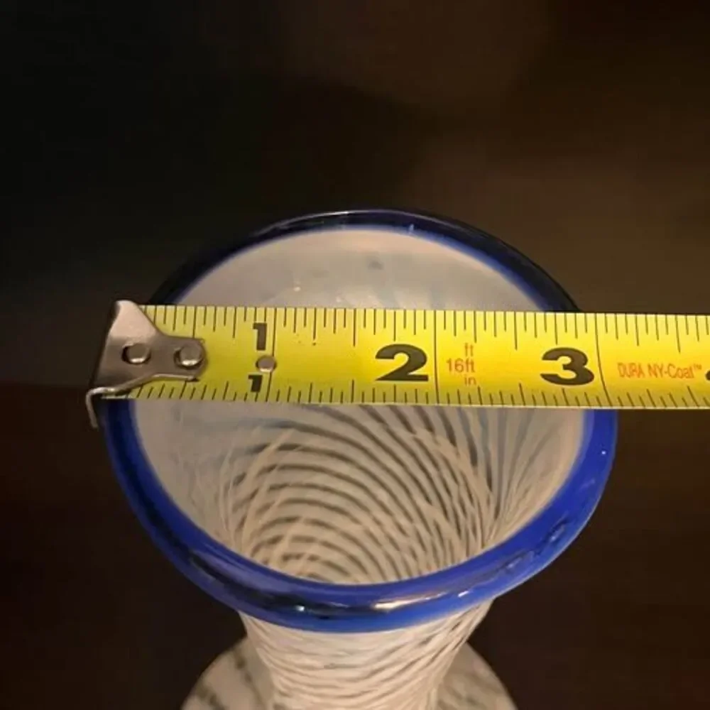 Vintage Fenton Glass Blue Ridge Crest Spiral Optic Vase - French Opalescent Swir